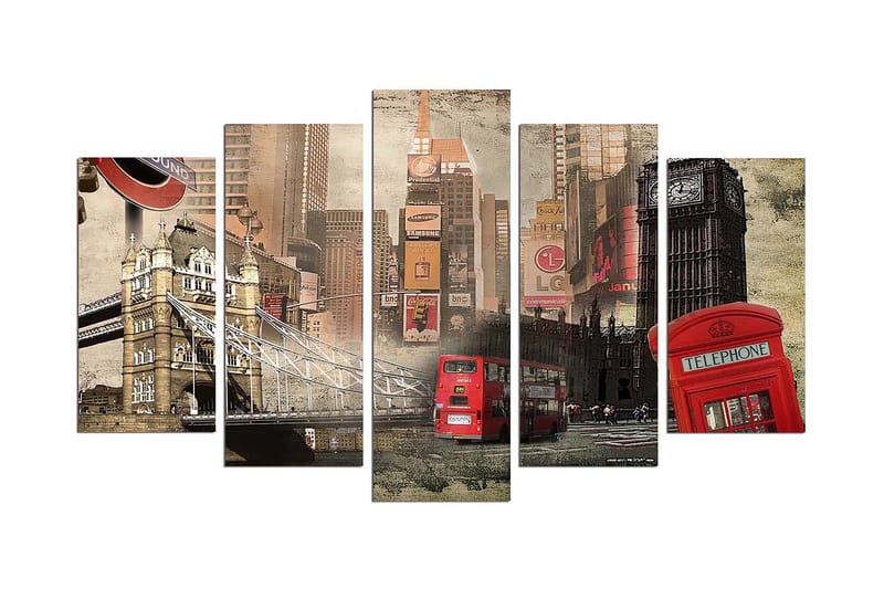 Dekorativ MDF-målning 5-Delar 20x60 cm, Flerfärgad