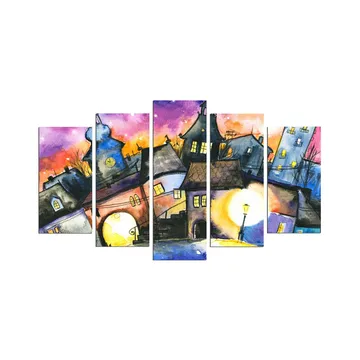 Dekorativ MDF-målning 5-Delar 20x60 cm - Flerfärgad - Inredning - Tavlor & posters - Canvastavla