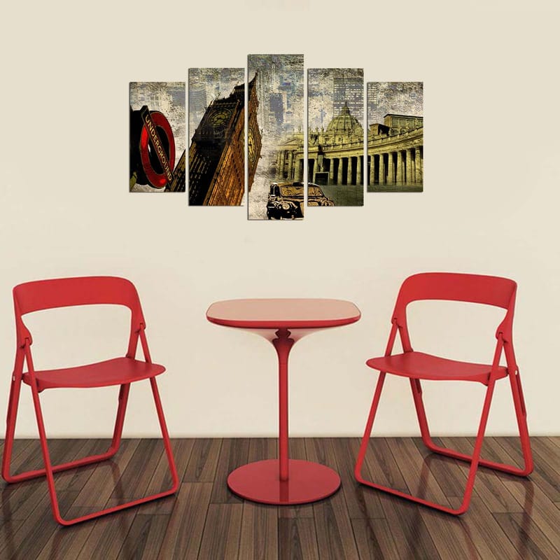 Dekorativ MDF-målning 5-Delar 20x60 cm - Flerfärgad - Inredning - Tavlor & posters - Canvastavla