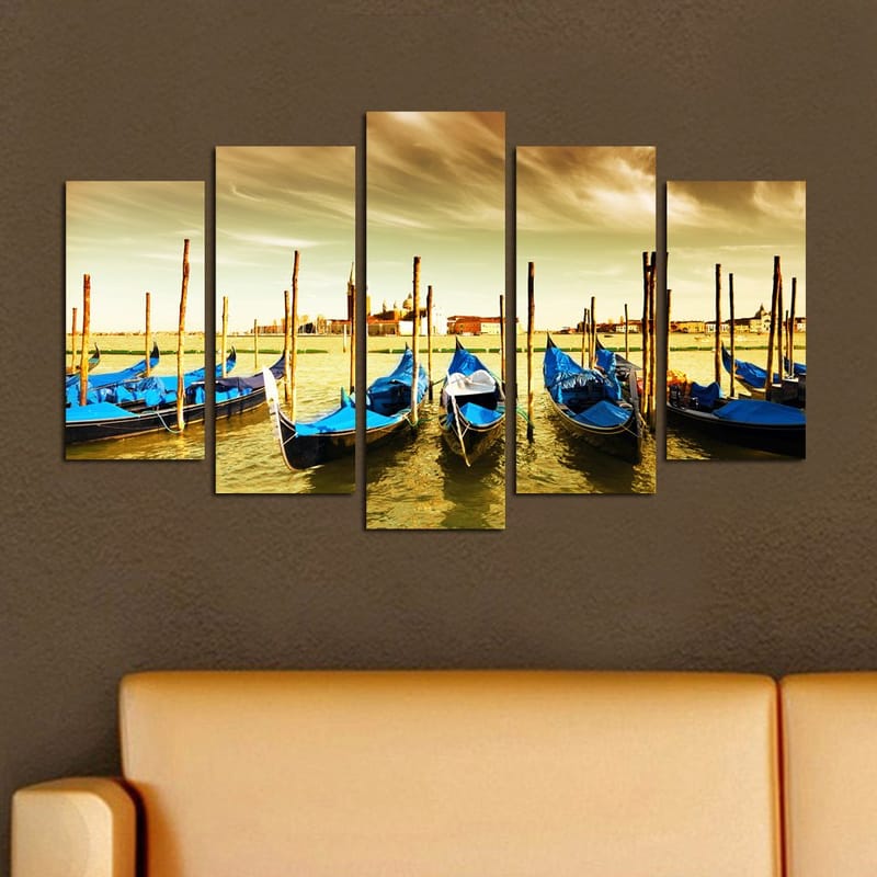 Dekorativ MDF-målning 5-Delar 20x60 cm - Flerfärgad - Inredning - Tavlor & posters - Canvastavla