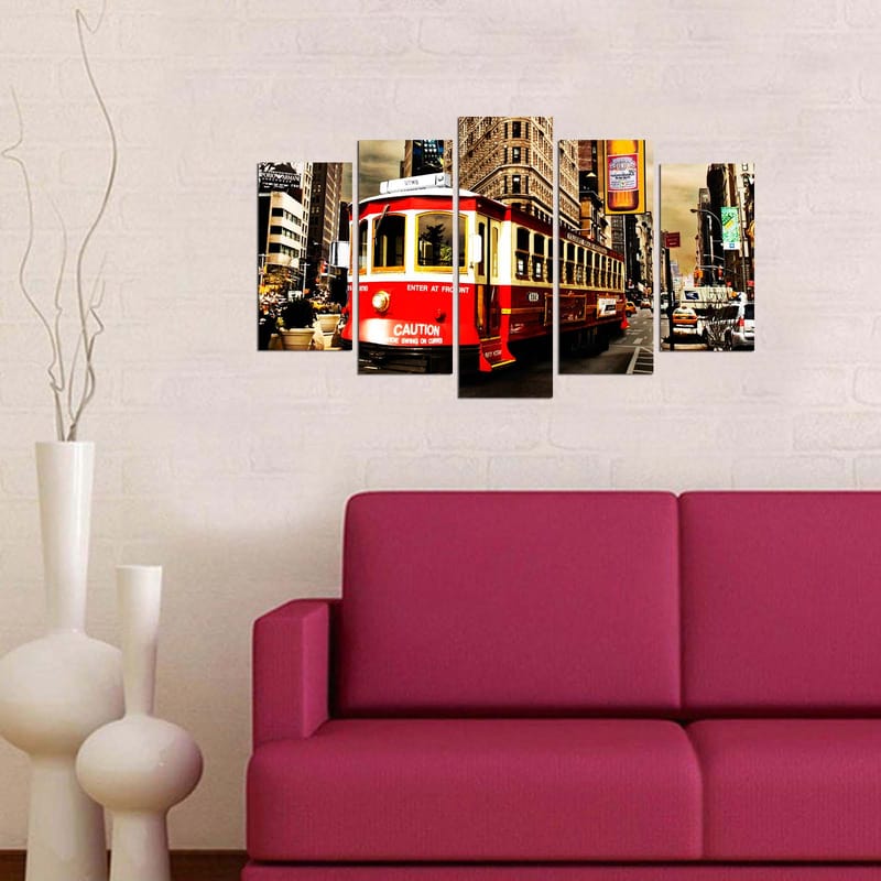Dekorativ MDF-målning 5-Delar 20x60 cm - Flerfärgad - Inredning - Tavlor & posters - Canvastavla