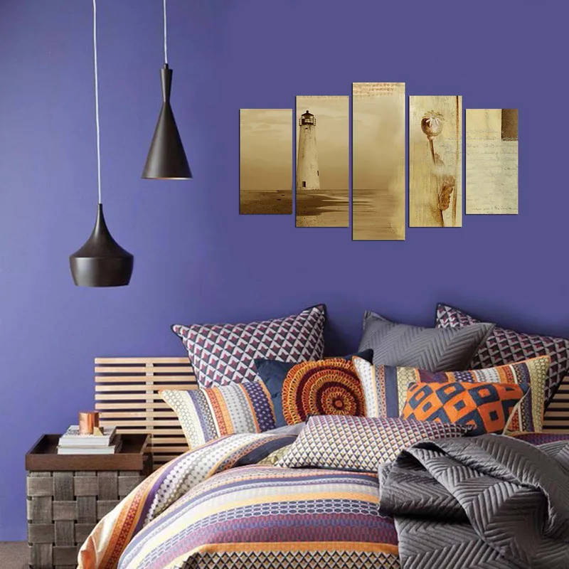 Dekorativ MDF-målning 5-Delar 20x60 cm - Flerfärgad - Inredning - Tavlor & posters - Canvastavla