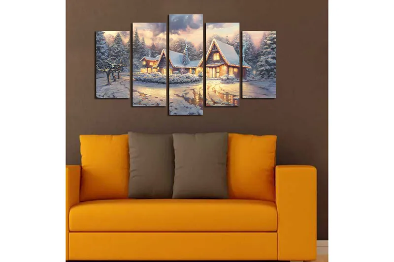 Dekorativ MDF-målning 5-Delar 20x60 cm - Flerfärgad - Inredning - Tavlor & posters - Canvastavla