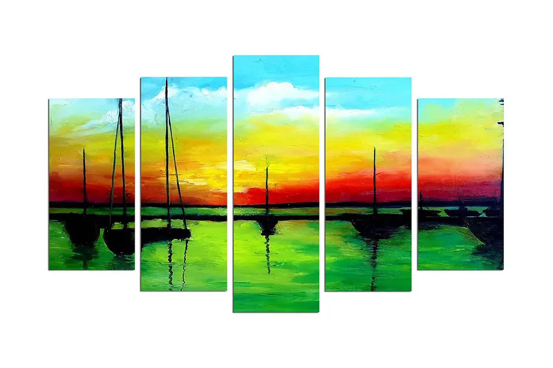 Dekorativ MDF-målning 5-Delar 20x60 cm, Flerfärgad