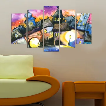 Dekorativ MDF-målning 5-Delar 20x60 cm - Flerfärgad - Inredning - Tavlor & posters - Canvastavla