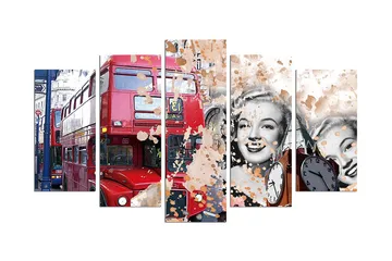 Dekorativ MDF-målning 5-Delar 20x60 cm - Flerfärgad - Inredning - Tavlor & posters - Canvastavla