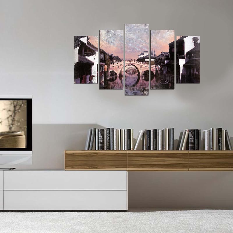 Dekorativ MDF-målning 5-Delar 20x60 cm - Flerfärgad - Inredning - Tavlor & posters - Canvastavla