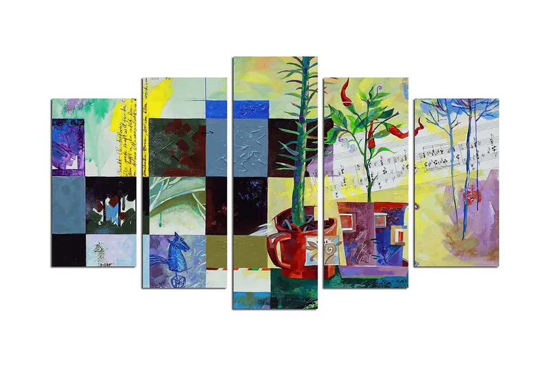 Dekorativ MDF-målning 5 Delar - Flerfärgad - Inredning - Tavlor & posters - Canvastavla