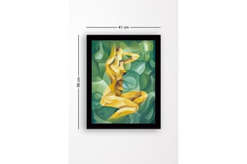 Inramad Canvastavla i trä - 41x56 cm - Abstrakt figur av en kvinna i en kurvig komposition - Grön / Gul / Ljusgrön - Inredning - Tavlor & posters - Canvastavla