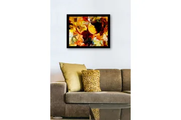 Inramad Canvastavla i trä - 41x56 cm - Abstrakt komposition med ansikten i kontrasterande färger - Guld / Orange / Mörkbrun - Inredning - Tavlor & posters - Canvastavla