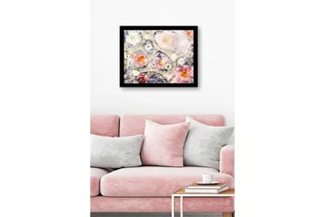 Inramad Canvastavla i trä - 41x56 cm - Abstrakt komposition med blommor i mjuka färger - Rosa / Vit / Grå - Inredning - Tavlor & posters - Canvastavla