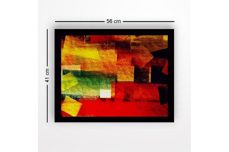 Inramad Canvastavla i trä - 41x56 cm - Abstrakt komposition med färgglada geometriska former - Röd / Gul / Grön - Inredning - Tavlor & posters - Canvastavla