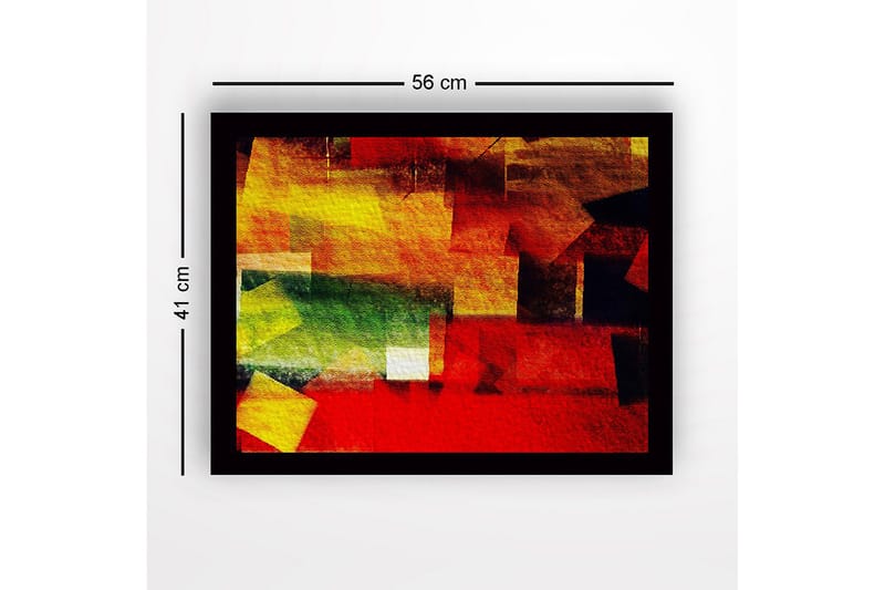 Inramad Canvastavla i trä - 41x56 cm - Abstrakt komposition med färgglada geometriska former - Röd / Gul / Grön - Inredning - Tavlor & posters - Canvastavla