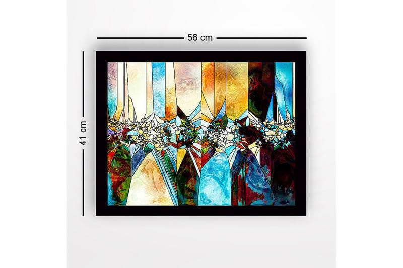 Inramad Canvastavla i trä - 41x56 cm - Abstrakt komposition med geometriska former och färgade sektioner - Blå / Orange / Grön - Inredning - Tavlor & posters - Canvastavla