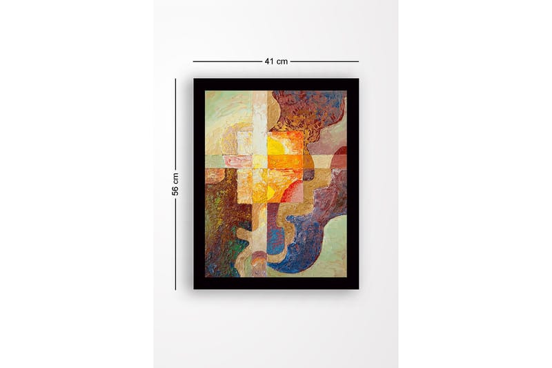 Inramad Canvastavla i trä - 41x56 cm - Abstrakt komposition med geometriska former och varma färger - Guld / Brunt / Beige - Inredning - Tavlor & posters - Canvastavla