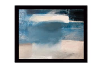 Inramad Canvastavla i trä - 41x56 cm - Abstrakt komposition med mjuka blå nyanser - Blå / Ljusgrå / Vit - Inredning - Tavlor & posters - Canvastavla