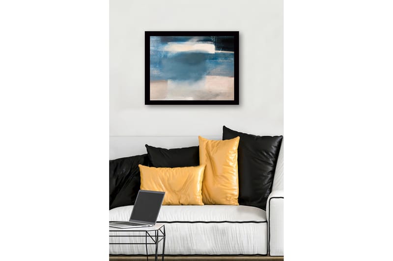 Inramad Canvastavla i trä - 41x56 cm - Abstrakt komposition med mjuka blå nyanser - Blå / Ljusgrå / Vit - Inredning - Tavlor & posters - Canvastavla