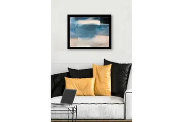 Inramad Canvastavla i trä - 41x56 cm - Abstrakt komposition med mjuka blå nyanser - Blå / Ljusgrå / Vit - Inredning - Tavlor & posters - Canvastavla
