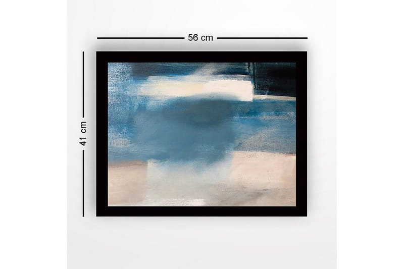 Inramad Canvastavla i trä - 41x56 cm - Abstrakt komposition med mjuka blå nyanser - Blå / Ljusgrå / Vit - Inredning - Tavlor & posters - Canvastavla