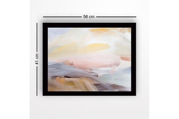 Inramad Canvastavla i trä - 41x56 cm - Abstrakt komposition med mjuka färgövergångar - Ljusgul / Ljusrosa / Ljusblå - Inredning - Tavlor & posters - Canvastavla