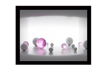 Inramad Canvastavla i trä - 41x56 cm - Abstrakt komposition med sfäriska former i olika storlekar - Vit / Lila - Inredning - Tavlor & posters - Canvastavla