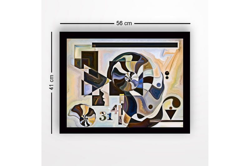 Inramad Canvastavla i trä - 41x56 cm - Abstrakt komposition med spiraler och geometriska former - Svart / Vit / Brun - Inredning - Tavlor & posters - Canvastavla