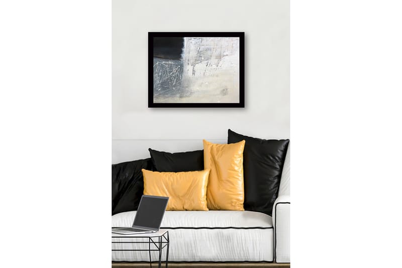 Inramad Canvastavla i trä - 41x56 cm - Abstrakt komposition med svarta och vita nyanser - Svart / Vit / Grå - Inredning - Tavlor & posters - Canvastavla