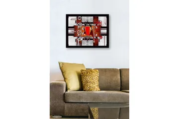 Inramad Canvastavla i trä - 41x56 cm - Abstrakt komposition med två dansande figurer - Röd / Svart / Vit - Inredning - Tavlor & posters - Canvastavla