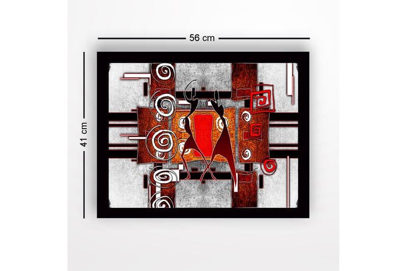 Inramad Canvastavla i trä - 41x56 cm - Abstrakt komposition med två dansande figurer - Röd / Svart / Vit - Inredning - Tavlor & posters - Canvastavla