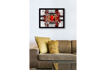 Inramad Canvastavla i trä - 41x56 cm - Abstrakt komposition med två dansande figurer - Röd / Svart / Vit - Inredning - Tavlor & posters - Canvastavla