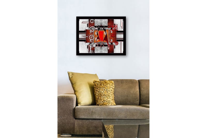 Inramad Canvastavla i trä - 41x56 cm - Abstrakt komposition med två dansande figurer - Röd / Svart / Vit - Inredning - Tavlor & posters - Canvastavla