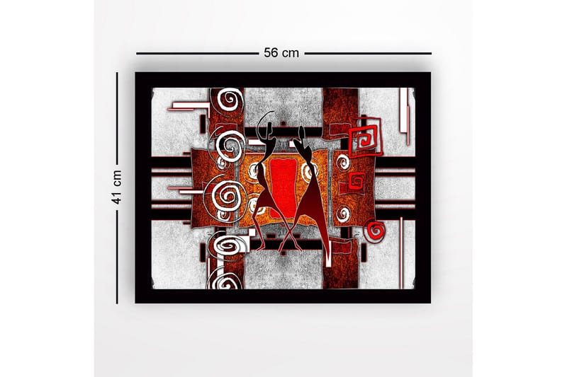 Inramad Canvastavla i trä - 41x56 cm - Abstrakt komposition med två dansande figurer - Röd / Svart / Vit - Inredning - Tavlor & posters - Canvastavla