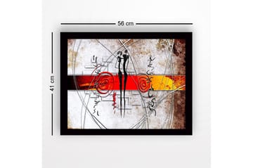 Inramad Canvastavla i trä - 41x56 cm - Abstrakt komposition med två stiliserade figurer i samspel - Röd / Svart / Orange - Inredning - Tavlor & posters - Canvastavla