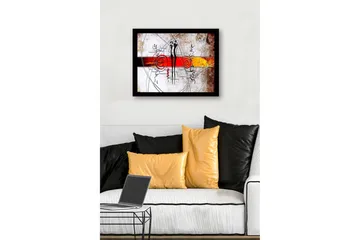 Inramad Canvastavla i trä - 41x56 cm - Abstrakt komposition med två stiliserade figurer i samspel - Röd / Svart / Orange - Inredning - Tavlor & posters - Canvastavla