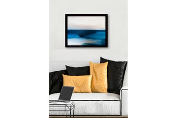 Inramad Canvastavla i trä - 41x56 cm - Abstrakt landskap med blå nyanser - Mörkblå / Ljusblå / Vit - Inredning - Tavlor & posters - Canvastavla