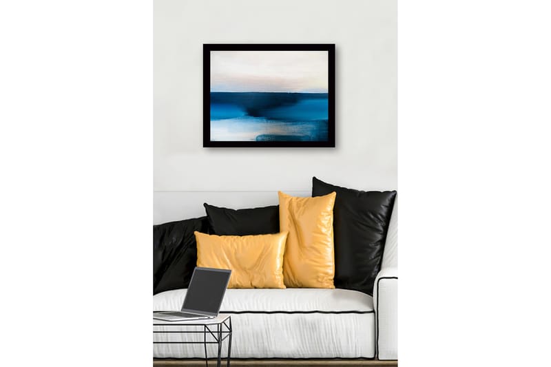 Inramad Canvastavla i trä - 41x56 cm - Abstrakt landskap med blå nyanser - Mörkblå / Ljusblå / Vit - Inredning - Tavlor & posters - Canvastavla