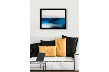 Inramad Canvastavla i trä - 41x56 cm - Abstrakt landskap med blå nyanser - Mörkblå / Ljusblå / Vit - Inredning - Tavlor & posters - Canvastavla