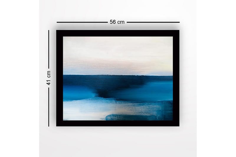 Inramad Canvastavla i trä - 41x56 cm - Abstrakt landskap med blå nyanser - Mörkblå / Ljusblå / Vit - Inredning - Tavlor & posters - Canvastavla