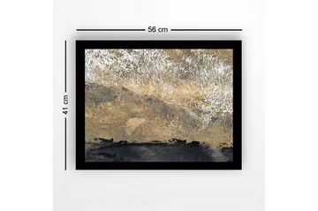 Inramad Canvastavla i trä - 41x56 cm - Abstrakt landskap med gyllene och svarta toner - Guld / Svart - Inredning - Tavlor & posters - Canvastavla