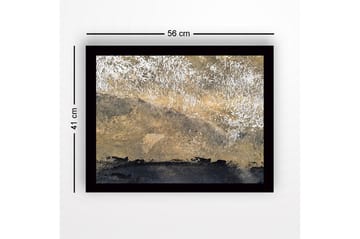 Inramad Canvastavla i trä - 41x56 cm - Abstrakt landskap med gyllene och svarta toner - Guld / Svart - Inredning - Tavlor & posters - Canvastavla