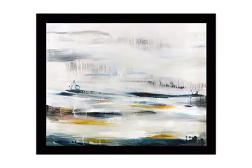 Inramad Canvastavla i trä - 41x56 cm - Abstrakt landskap med mjuka färgövergångar - Blå / Grå / Gul - Inredning - Tavlor & posters - Canvastavla