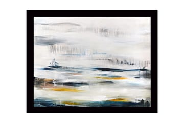 Inramad Canvastavla i trä - 41x56 cm - Abstrakt landskap med mjuka färgövergångar - Blå / Grå / Gul - Inredning - Tavlor & posters - Canvastavla