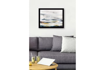 Inramad Canvastavla i trä - 41x56 cm - Abstrakt landskap med mjuka färgövergångar - Blå / Grå / Gul - Inredning - Tavlor & posters - Canvastavla