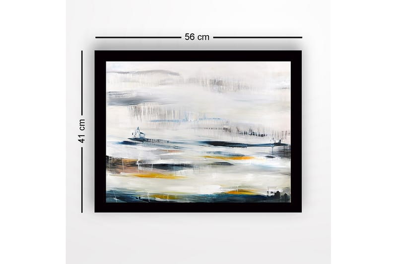 Inramad Canvastavla i trä - 41x56 cm - Abstrakt landskap med mjuka färgövergångar - Blå / Grå / Gul - Inredning - Tavlor & posters - Canvastavla