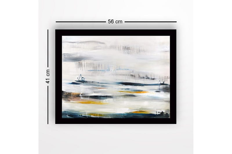 Inramad Canvastavla i trä - 41x56 cm - Abstrakt landskap med mjuka färgövergångar - Blå / Grå / Gul - Inredning - Tavlor & posters - Canvastavla