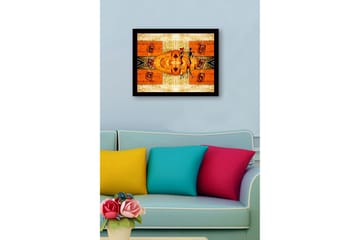 Inramad Canvastavla i trä - 41x56 cm - Abstrakt scen med stiliserade figurer som bär vattenkrukor - Orange / Svart / Beige - Inredning - Tavlor & posters - Canvastavla