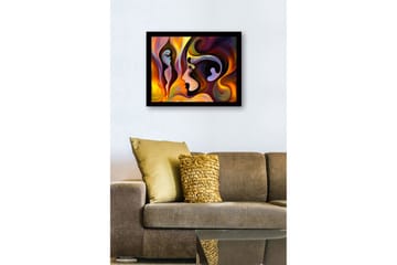 Inramad Canvastavla i trä - 41x56 cm - Abstrakt porträtt av ansikten i flödande former - Guld / Mörkröd / Lila - Inredning - Tavlor & posters - Canvastavla