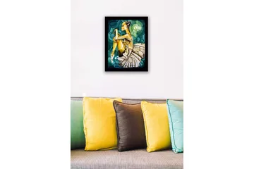 Inramad Canvastavla i trä - 41x56 cm - Ballettdansös i en elegant pose - Grön / Beige / Gul - Inredning - Tavlor & posters - Canvastavla