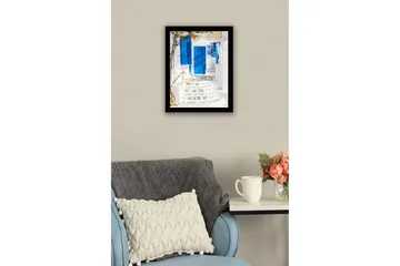 Inramad Canvastavla i trä - 41x56 cm - Blå dörrar och trappor i en vitkalkad gränd - Blå / Vit - Inredning - Tavlor & posters - Canvastavla