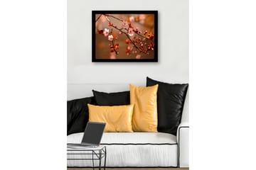 Inramad Canvastavla i trä - 41x56 cm - Blommande körsbärsgrenar i mjuka nyanser - Rosa / Brunt / Grönt - Inredning - Tavlor & posters - Canvastavla